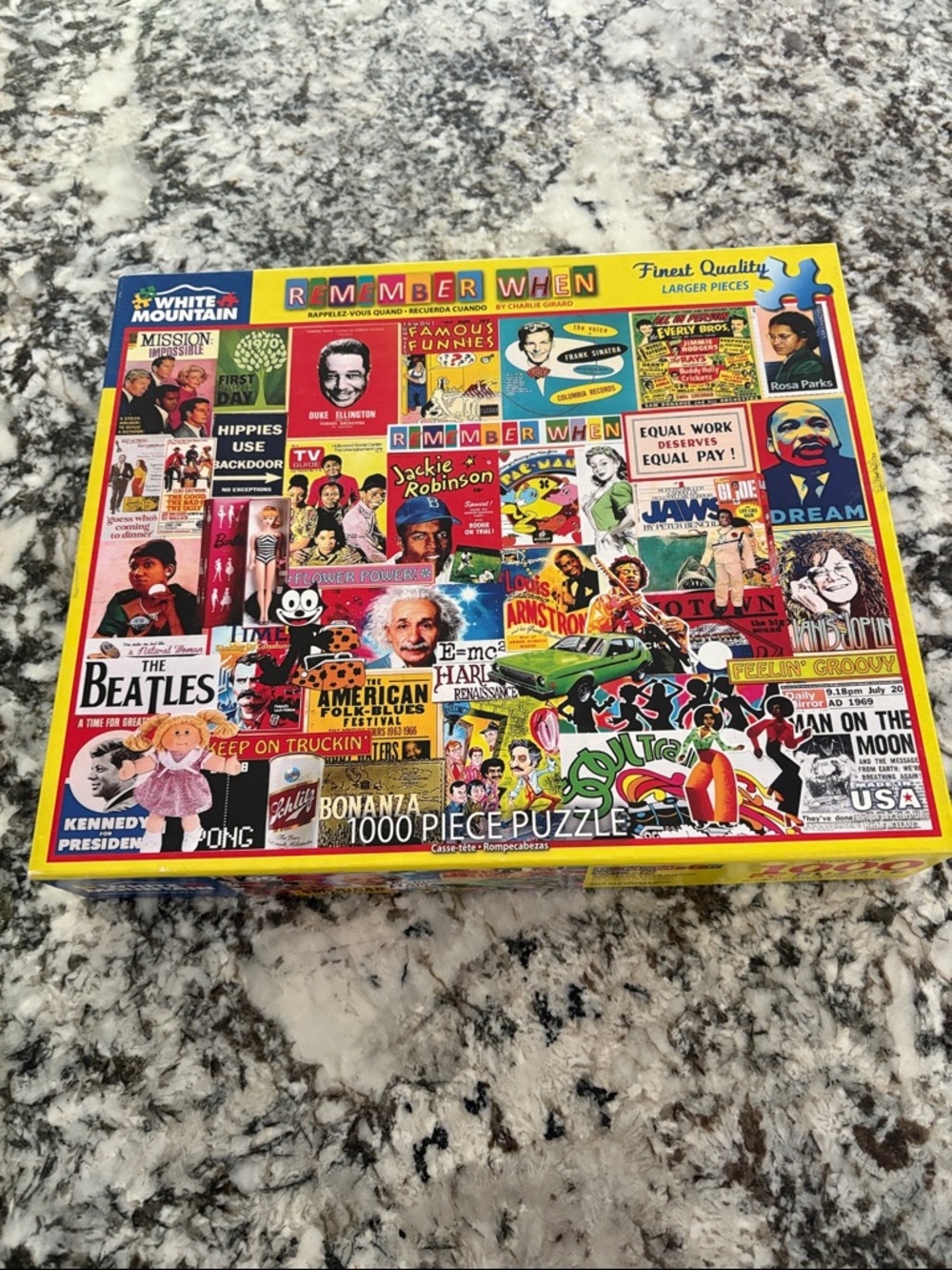 White Mountain Remember When Collage Puzzle - Bright Multicolor Box Art
